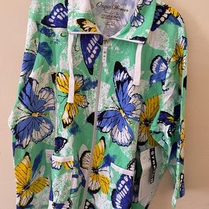 Onque Woman butterfly full zip knit jacket 2X NWT